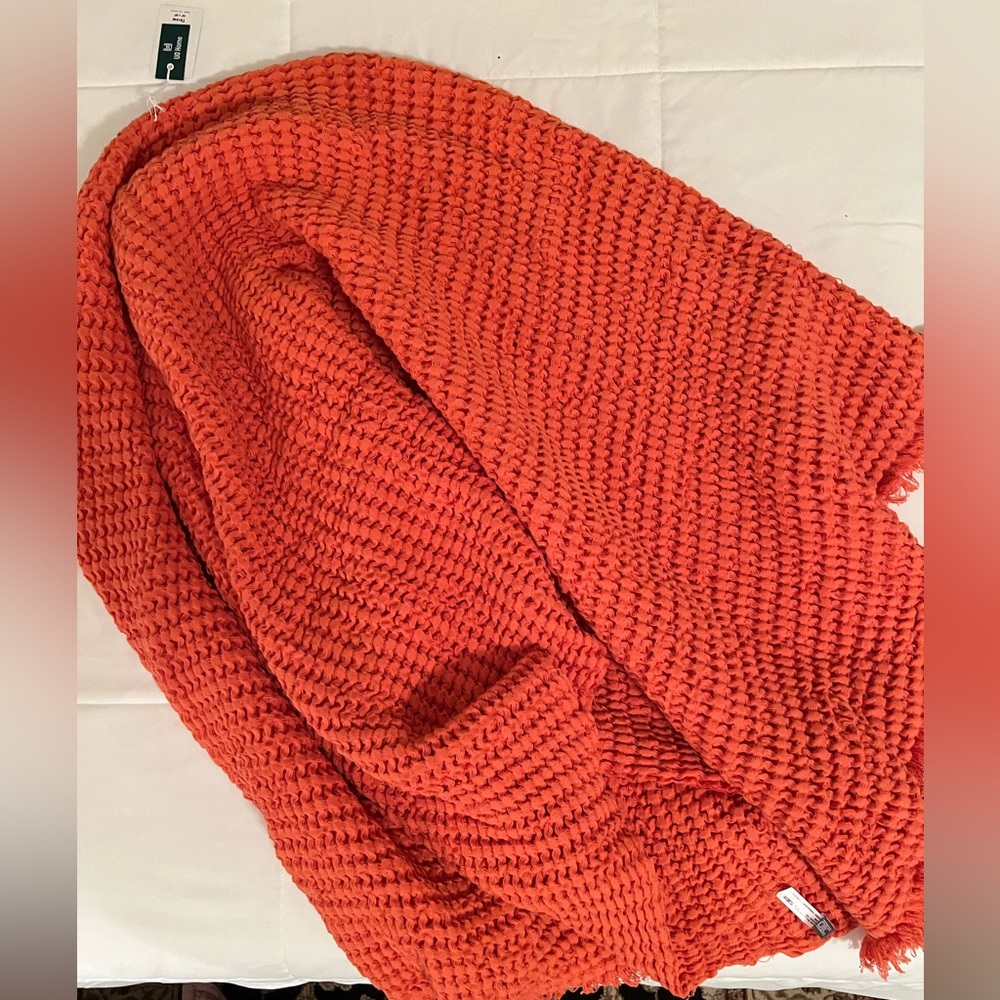 Urban Outfitters waffle weave throw coral color